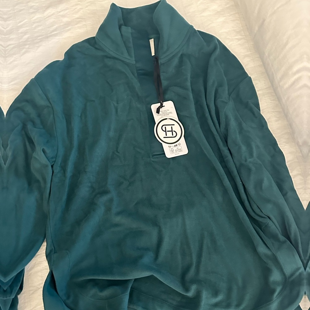 Varley green roeder half zip midlayer size small